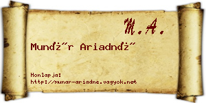 Munár Ariadné névjegykártya